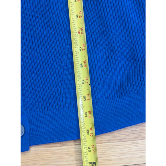 Talbots Textured Knit Puff Sleeve Cardigan Sweater Plus Size 2X Blue - Picture 10 of 11